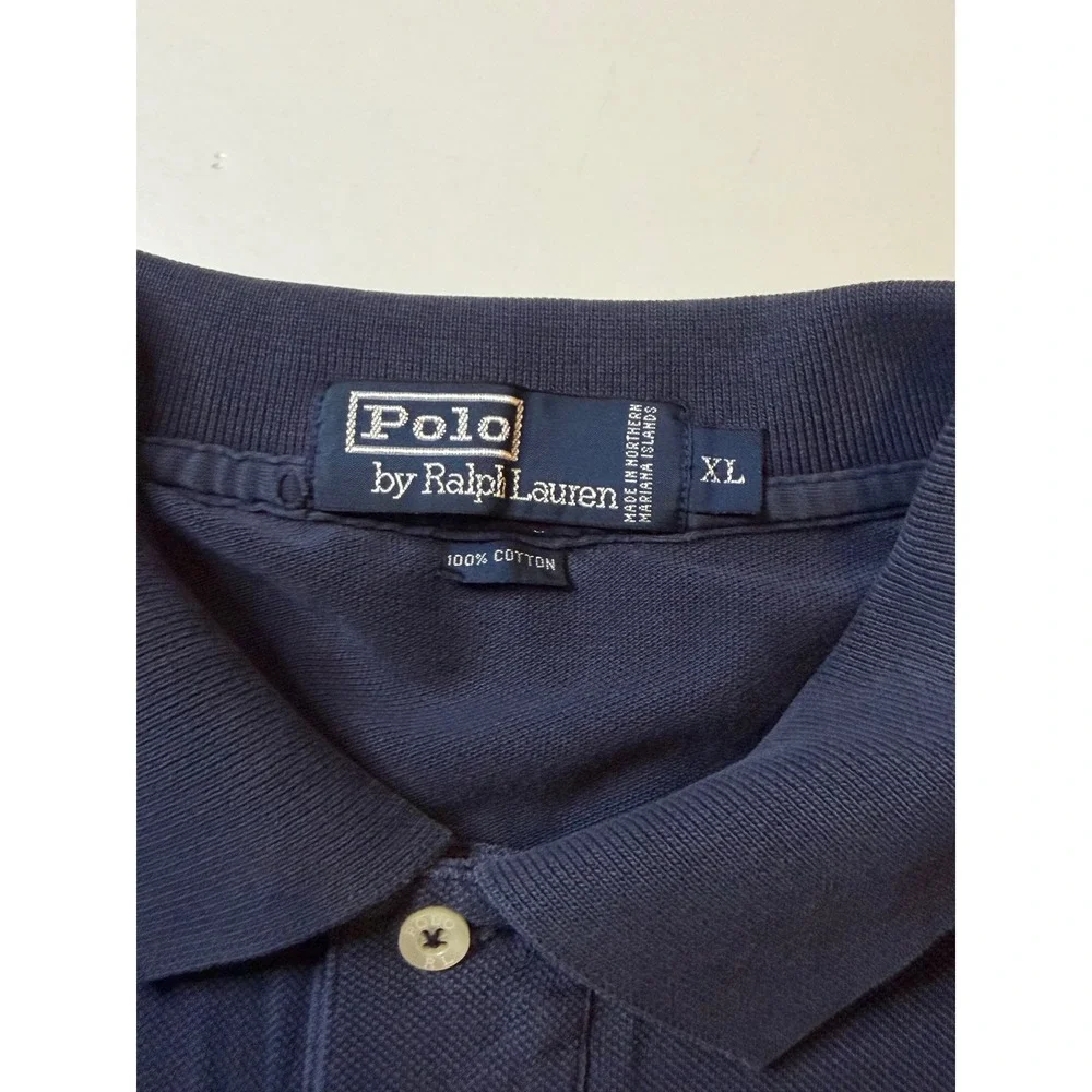 Polo Ralph Lauren Mens XL Navy Blue Golf Crest Pique Short Sleeve Polo Shirt